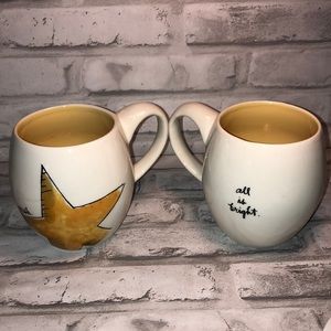 Magenta M all is bright WISH coffee mug set yellow white Star Christmas